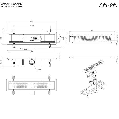 Душевой лоток AM.PM Prime Flow W02SC-P11-040-01BM Flow Cut Gradient 40см, черный матовый Душевой лоток AM.PM Prime Flow W02SC-P11-040-01BM Flow Cut Gradient 40см, черный матовый