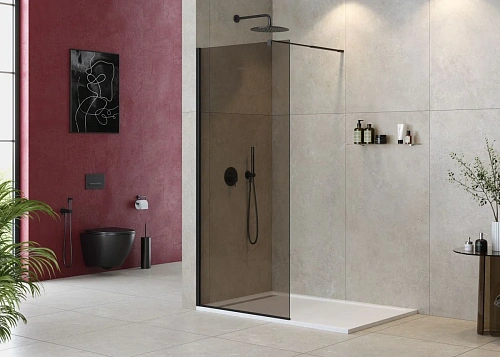 Душевая перегородка CEZARES LIBERTA-L-1-80-BR-NERO 80см стекло тонированное (бронза), профиль черный Душевая перегородка CEZARES LIBERTA-L-1-80-BR-NERO 80см стекло тонированное (бронза), профиль черный