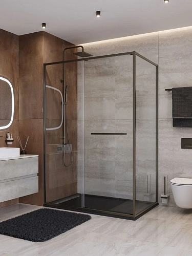 Душевой уголок CEZARES LUX-AH-FS-11-130/80-C-GM 130x80 см, профиль оружейная сталь, стекло прозрачное Душевой уголок CEZARES LUX-AH-FS-11-130/80-C-GM 130x80 см, профиль оружейная сталь, стекло прозрачное