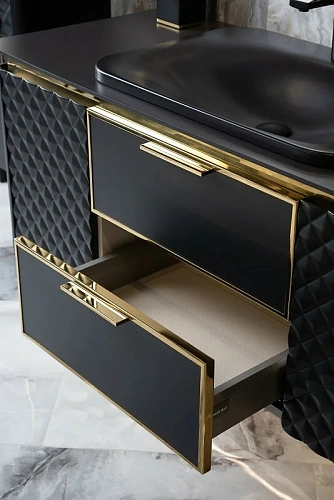 Тумба под раковину Armadi Art ROMBO 120 777-120-BG Антрацит/золото Тумба под раковину Armadi Art ROMBO 120 777-120-BG Антрацит/золото