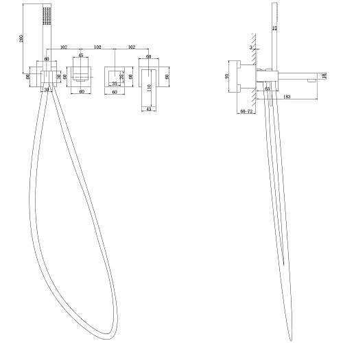 Смеситель для ванны ABBER Daheim AF8230NG скрытого монтажа, никель Смеситель для ванны ABBER Daheim AF8230NG скрытого монтажа, никель
