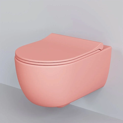 Унитаз подвесной Abner 103T20901R (545x360x330) матовый розовый безободковый с тонкой крышкой 103T20901R-102T20901S Унитаз подвесной Abner 103T20901R (545x360x330) матовый розовый безободковый с тонкой крышкой 103T20901R-102T20901S