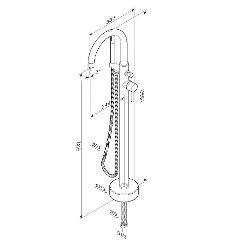 Смеситель для ванны AM.PM Sense F7514100, отдельностоящий, хром Смеситель для ванны AM.PM Sense F7514100, отдельностоящий, хром