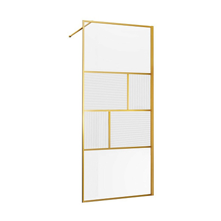 Душевая перегородка Vincea Walk-In VSW-1HC800CFBG, 800x2000, браш. золото, стекло прозрачное/рифлено