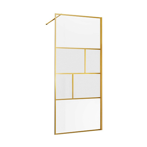 Душевая перегородка Vincea Walk-In VSW-1HC800CFBG, 800x2000, браш. золото, стекло прозрачное/рифлено Душевая перегородка Vincea Walk-In VSW-1HC800CFBG, 800x2000, браш. золото, стекло прозрачное/рифлено