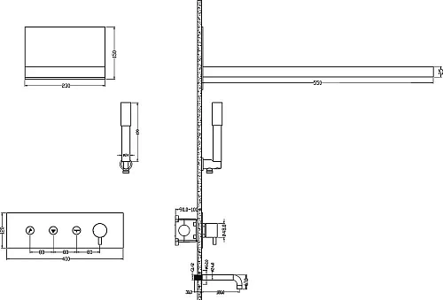 Душевая система Boheme FUSION 130-2-MG Matt Gold встраиваемая Душевая система Boheme FUSION 130-2-MG Matt Gold встраиваемая