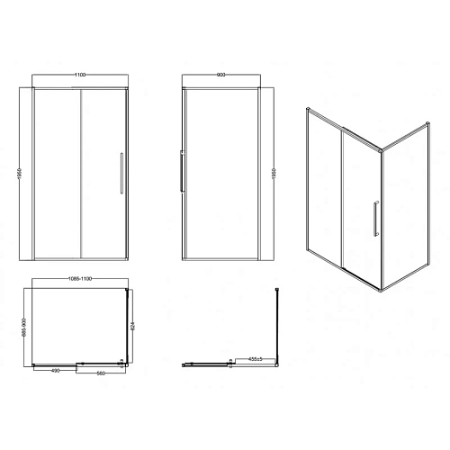 Душевой уголок Esbano SURF (ESOGS119PSB) ESS-119PS-B 110x90x195 Душевой уголок Esbano SURF (ESOGS119PSB) ESS-119PS-B 110x90x195