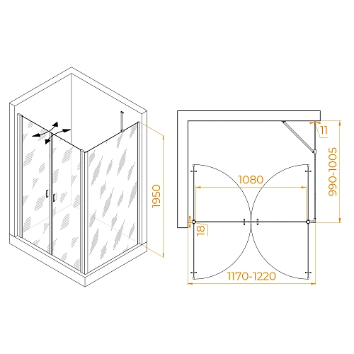 Душевой уголок RGW PA-144 (PA-104+Z-050-2+O-204) 1200x1000 мм 060814420-11 хром Easy Clean Душевой уголок RGW PA-144 (PA-104+Z-050-2+O-204) 1200x1000 мм 060814420-11 хром Easy Clean