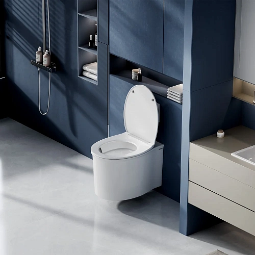 Унитаз подвесной ABBER Bequem AC1127 белый, безободковый, смыв торнадо и струйный смыв Унитаз подвесной ABBER Bequem AC1127 белый, безободковый, смыв торнадо и струйный смыв