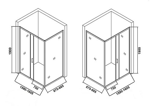 Душевой уголок Orange E23-16090TCR без поддона 160х90, стекло прозрачное Душевой уголок Orange E23-16090TCR без поддона 160х90, стекло прозрачное