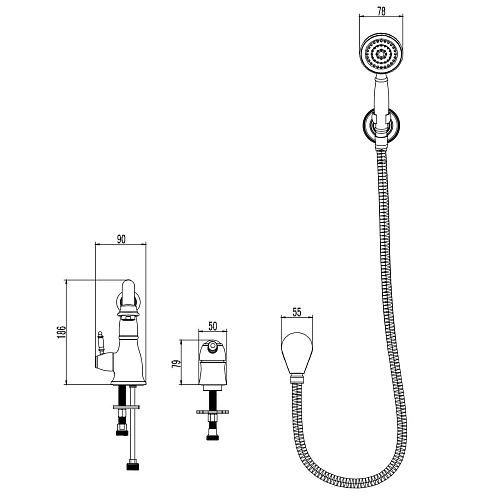 Смеситель на борт ванны Lemark Villa LM4847C, хром Смеситель на борт ванны Lemark Villa LM4847C, хром