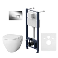 Комплект унитаза AM.PM Spirit V2.0 FlashClean IS48051.701738 с инсталляцией, сиденьем микролифт и клавишей смыва Комплект унитаза AM.PM Spirit V2.0 FlashClean IS48051.701738 с инсталляцией, сиденьем микролифт и клавишей смыва