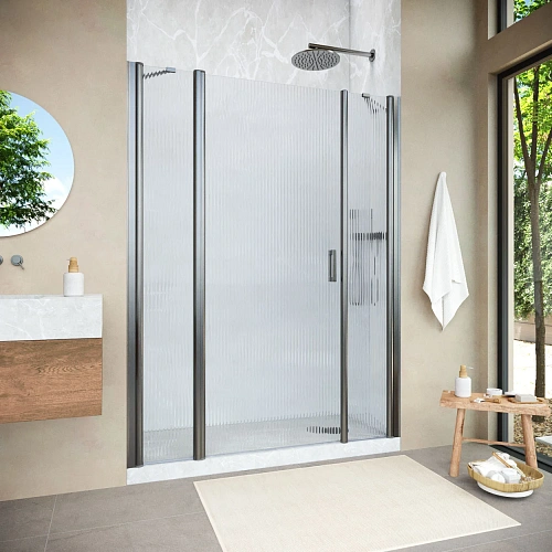 Душевая дверь Vegas-glass EP-2F NOVO h2000 135 11 Moru L 1350 мм, профиль оружейная сталь, стекло Moru Душевая дверь Vegas-glass EP-2F NOVO h2000 135 11 Moru L 1350 мм, профиль оружейная сталь, стекло Moru