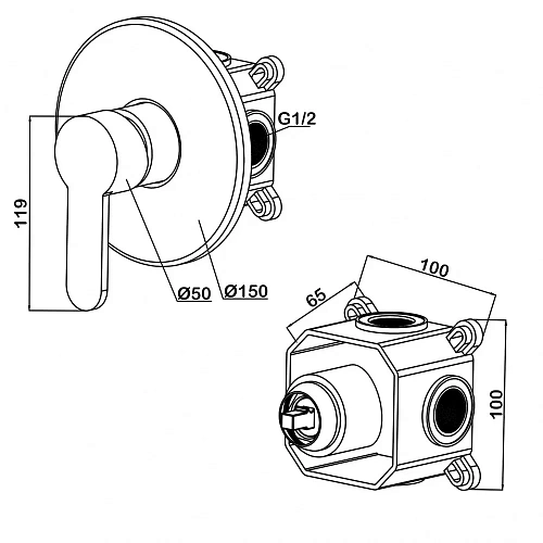 Смеситель для душа Swedbe Platta 5523 встраиваемый подключение на 1 выход в монтажном боксе Смеситель для душа Swedbe Platta 5523 встраиваемый подключение на 1 выход в монтажном боксе