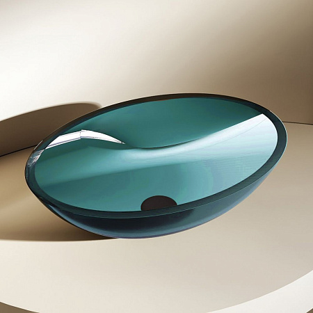 Раковина ABBER Kristall AT2802Aquamarin прозрачная, накладная, бирюзовая