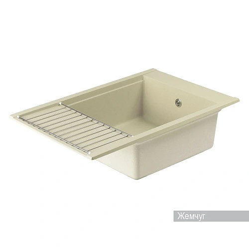 Кухонная мойка Aquaton Делия 78 1A715132DE240 из литого мрамора, прямоугольная, с крылом жемчуг Кухонная мойка Aquaton Делия 78 1A715132DE240 из литого мрамора, прямоугольная, с крылом жемчуг