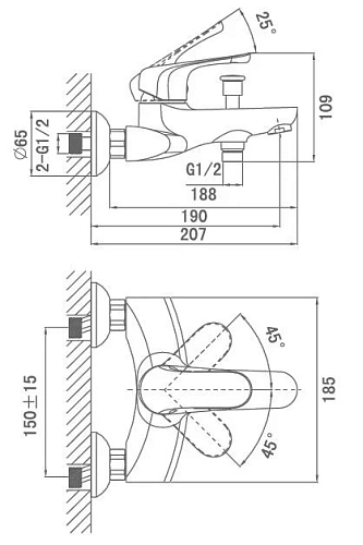 Смеситель для ванны D&K Wurzburg Bayern DA1113201 Смеситель для ванны D&K Wurzburg Bayern DA1113201