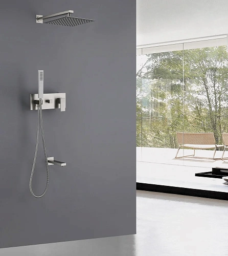 Душевая система ABBER Daheim AF8217SP скрытого монтажа с изливом, сатин Душевая система ABBER Daheim AF8217SP скрытого монтажа с изливом, сатин