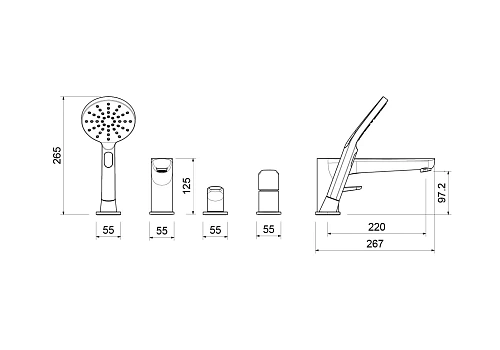 Смеситель на борт ванны Aquatek БЕТТА AQ1148MB Черный матовый Смеситель на борт ванны Aquatek БЕТТА AQ1148MB Черный матовый