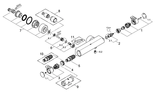 Смеситель для душа GROHE Grohtherm 2000 термостатический, хром (34169001) Смеситель для душа GROHE Grohtherm 2000 термостатический, хром (34169001)