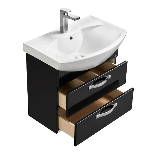 Тумба под раковину Aquaton Ария 65 М черный глянец 1A123301AA950 Тумба под раковину Aquaton Ария 65 М черный глянец 1A123301AA950