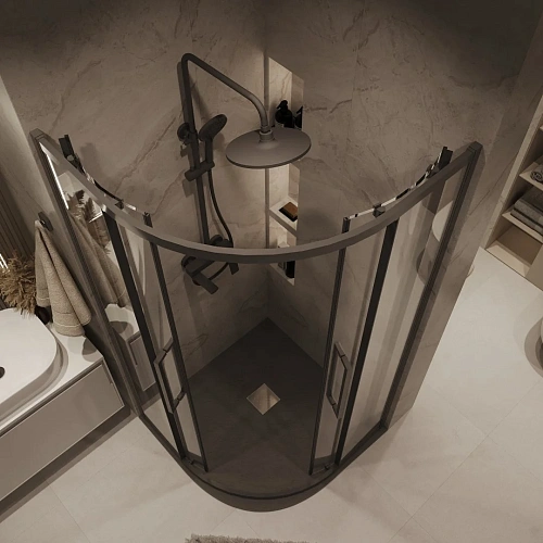 Душевой уголок GROSSMAN Cosmo 301.K33.02.1010.42.00 (100x100x195) полукруг,раздвиж,графит сатин,стекло прозра Душевой уголок GROSSMAN Cosmo 301.K33.02.1010.42.00 (100x100x195) полукруг,раздвиж,графит сатин,стекло прозра