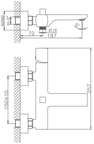 Смеситель для ванны Haiba HB60577, хром Смеситель для ванны Haiba HB60577, хром