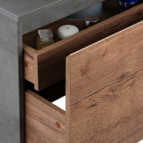 Тумба под раковину Vincea Mesa 600 подвесная, 1 выкатной/1 скрытый ящик soft close, T.Oak + Beton VMC-2MS600TB Тумба под раковину Vincea Mesa 600 подвесная, 1 выкатной/1 скрытый ящик soft close, T.Oak + Beton VMC-2MS600TB