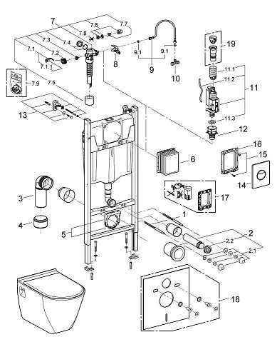 Комплект 5-в-1 GROHE Solido: Унитаз подвесной с сиденьем и крышкой + система инсталляции с панелью с 38950000 Комплект 5-в-1 GROHE Solido: Унитаз подвесной с сиденьем и крышкой + система инсталляции с панелью с 38950000