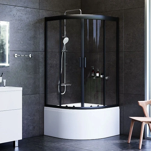 Душевой уголок AM.PM Gem W90G-401A090BT четверть круга 90x90 стекло прозрачное, профиль черный матовый Душевой уголок AM.PM Gem W90G-401A090BT четверть круга 90x90 стекло прозрачное, профиль черный матовый