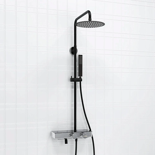 Душевая система WasserKRAFT A114.258.218.CB Thermo с термостатом черный Душевая система WasserKRAFT A114.258.218.CB Thermo с термостатом черный