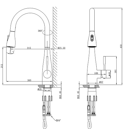 Смеситель для кухни Lemark Expert LM5084S с выдвижным поворотным изливом, сталь Смеситель для кухни Lemark Expert LM5084S с выдвижным поворотным изливом, сталь