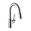 Картинка анонса товара «смеситель для кухни hansgrohe 180, с вытяжным душем, 2jet 71801000, хром»
