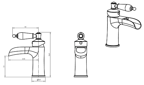 Смеситель для раковины Boheme Vogue 201-BSW бронза с черным Swarovski Смеситель для раковины Boheme Vogue 201-BSW бронза с черным Swarovski