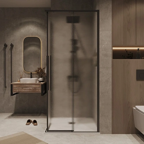 Душевая дверь GROSSMAN Galaxy 1/2.K33.01.12.21.02 (120x195) черный матовый, стекло шиншилла Душевая дверь GROSSMAN Galaxy 1/2.K33.01.12.21.02 (120x195) черный матовый, стекло шиншилла