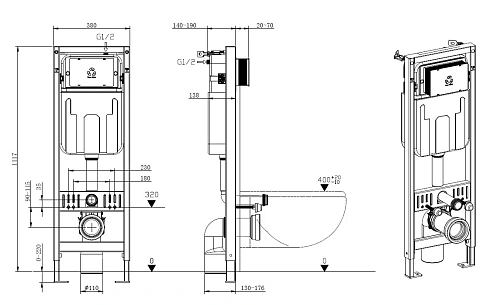 Инсталляция для унитаза Allen Brau Pneumatic Slim 9.11102.20 Инсталляция для унитаза Allen Brau Pneumatic Slim 9.11102.20