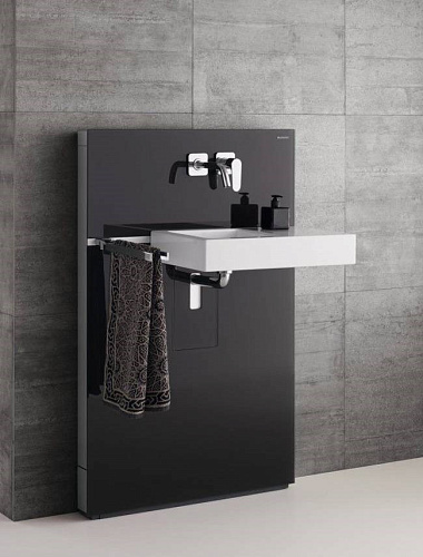Инсталляция для раковины Geberit Monolith 131.043.SJ.1 стекло чёрное Инсталляция для раковины Geberit Monolith 131.043.SJ.1 стекло чёрное
