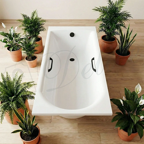 Ванна из искусственного камня Delice Astra 160х70 DLR330054RB-G глянцевая с черными ручками Ванна из искусственного камня Delice Astra 160х70 DLR330054RB-G глянцевая с черными ручками