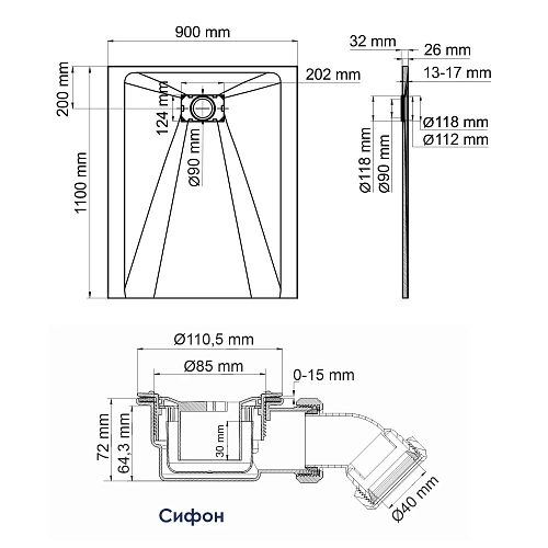 Душевой поддон WasserKRAFT Elbe 74T15 черный Душевой поддон WasserKRAFT Elbe 74T15 черный