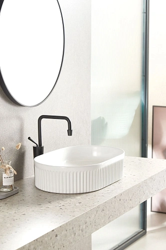 Раковина Sintesi SIN-LVB-APP-417 накладная белая без отверстия под смеситель Раковина Sintesi SIN-LVB-APP-417 накладная белая без отверстия под смеситель