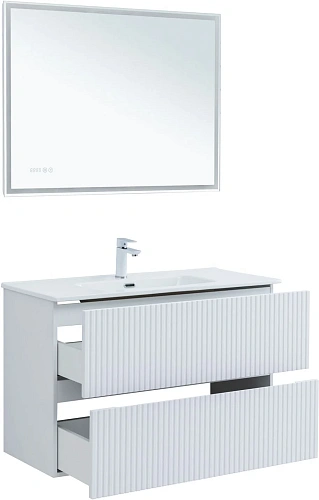 Тумба под раковину Aquanet Джейн 100 белый матовый 00313288 напольная/подвесная Тумба под раковину Aquanet Джейн 100 белый матовый 00313288 напольная/подвесная