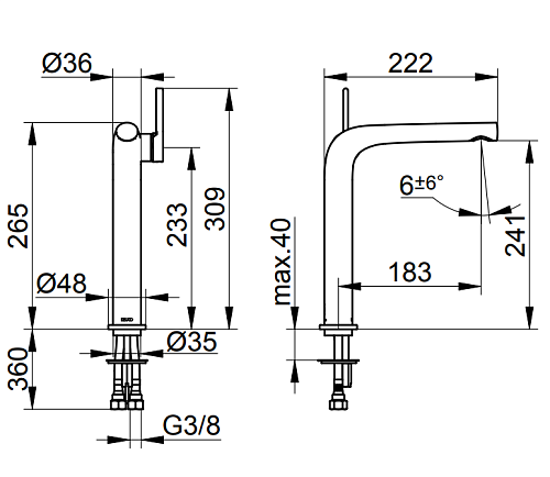Смеситель для раковины Keuco Edition 400 51502050102 Смеситель для раковины Keuco Edition 400 51502050102