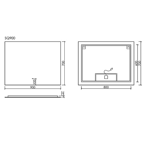 Зеркало Sancos SQUARE SQ900 900х700 с подсветкой Зеркало Sancos SQUARE SQ900 900х700 с подсветкой