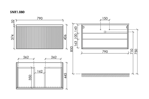 Тумба под раковину SANCOS Snob SNR1.080W R 1.0 790х445х406 Bianco подвесная Тумба под раковину SANCOS Snob SNR1.080W R 1.0 790х445х406 Bianco подвесная