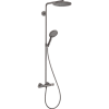 Картинка анонса товара «душевая система hansgrohe showerpipe 240 1jet powderrain 27633340, черный хром с термостатом»