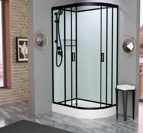 Душевая кабина Frank F418L М Black 100x80 20051 закаленное матовое стекло Душевая кабина Frank F418L М Black 100x80 20051 закаленное матовое стекло