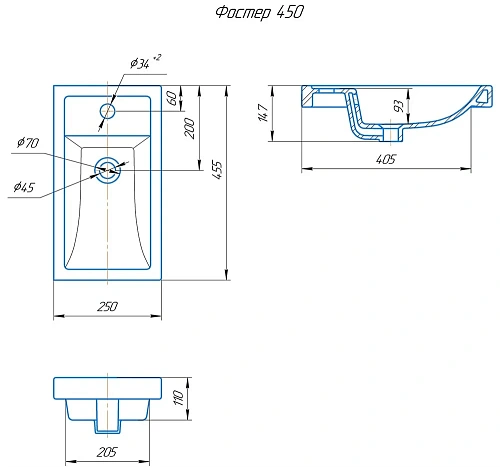 Раковина Kirovit Фостер 45 Фостер45 Раковина Kirovit Фостер 45 Фостер45