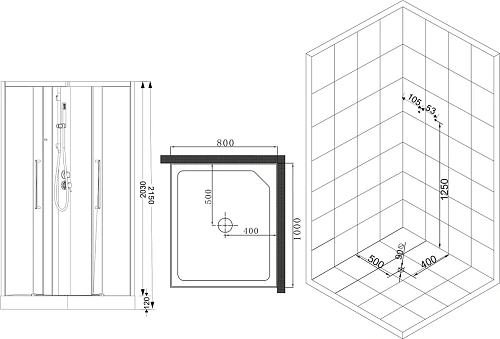 Душевая кабина Esbano MUSE (ESKM108CKRR) ESM-108CKR Right 100x80x215 Душевая кабина Esbano MUSE (ESKM108CKRR) ESM-108CKR Right 100x80x215
