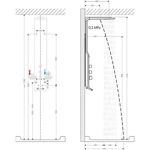 Душевая панель hansgrohe Raindance Lift 180 2jet с термостатом, белый/хром 27008400 Душевая панель hansgrohe Raindance Lift 180 2jet с термостатом, белый/хром 27008400