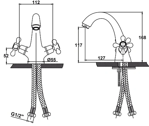 Смеситель для раковины Kaiser Carlson Style 44311-2 Бронза Смеситель для раковины Kaiser Carlson Style 44311-2 Бронза